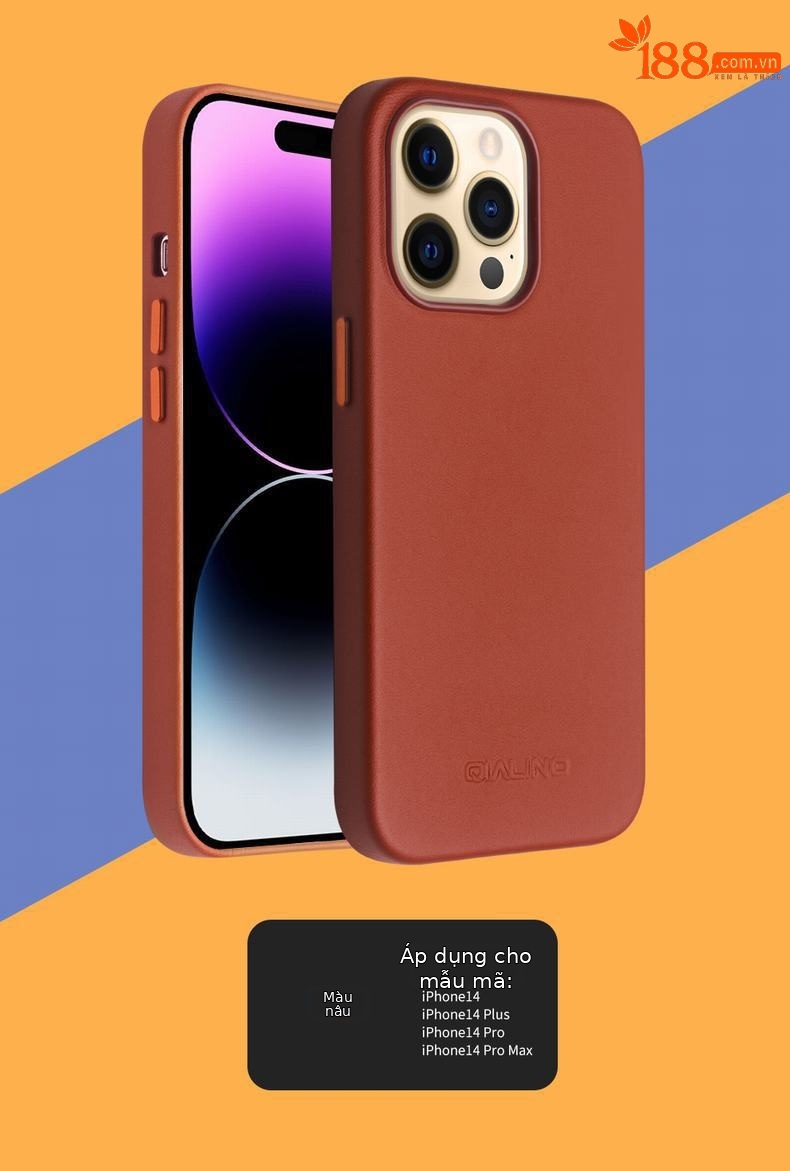 Ốp lưng từ tính chống rơi cho iPhone 14 Plus / 14 Pro Max, da thật, viền dày bảo vệ — IPhone14 pro max 6,7 inch phiên bản chính thức màu đen hấp thụ từ tính, IPhone14 pro max 6,7 inch phiên bản chính thức màu cam hấp thụ từ tính, IPhone14 pro max phiên bản chính thức 6,7 inch hấp thụ từ màu nâu đỏ, IPhone14pro 6.1 inch phiên bản chính thức màu cam hấp thụ từ tính chi tiết 11