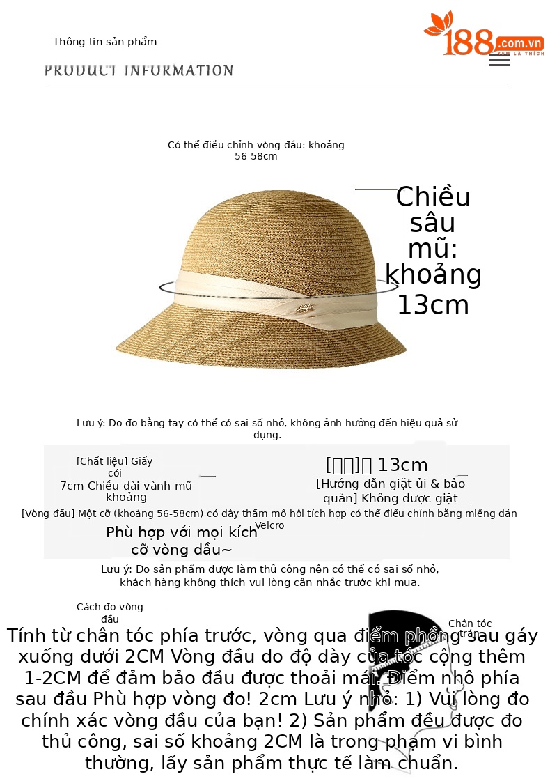 Mũ rơm nữ vành rộng chống nắng phong cách Pháp cổ điển — Màu đen chi tiết 3