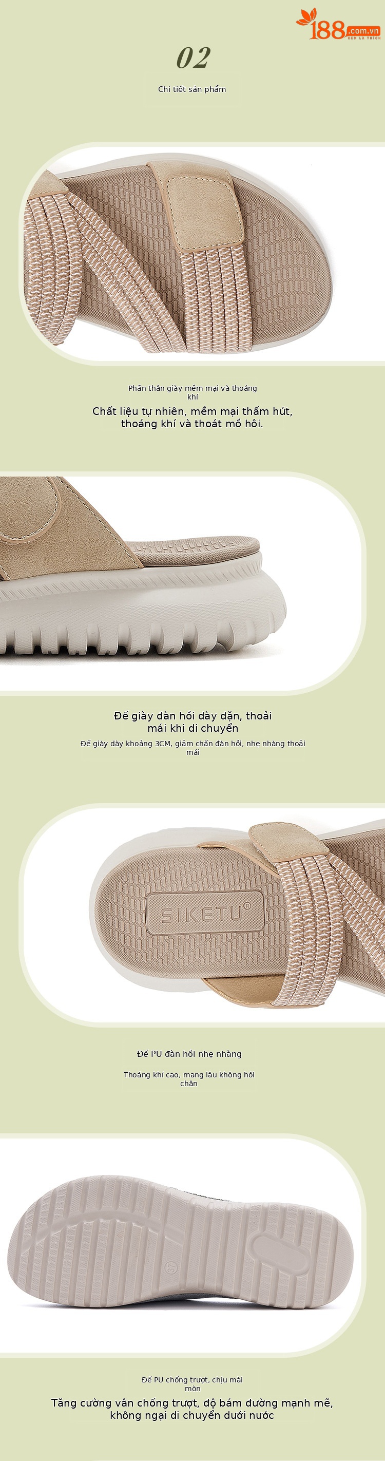 Dép sandal nữ xỏ ngón đế bệt thể thao co giãn cỡ lớn — Màu đen, Màu xanh lam, Màu mơ chi tiết 3