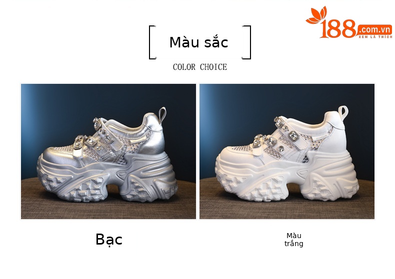 Giày sneaker nữ đế dày lưới thoáng khí phong cách thể thao — Màu trắng chi tiết 2