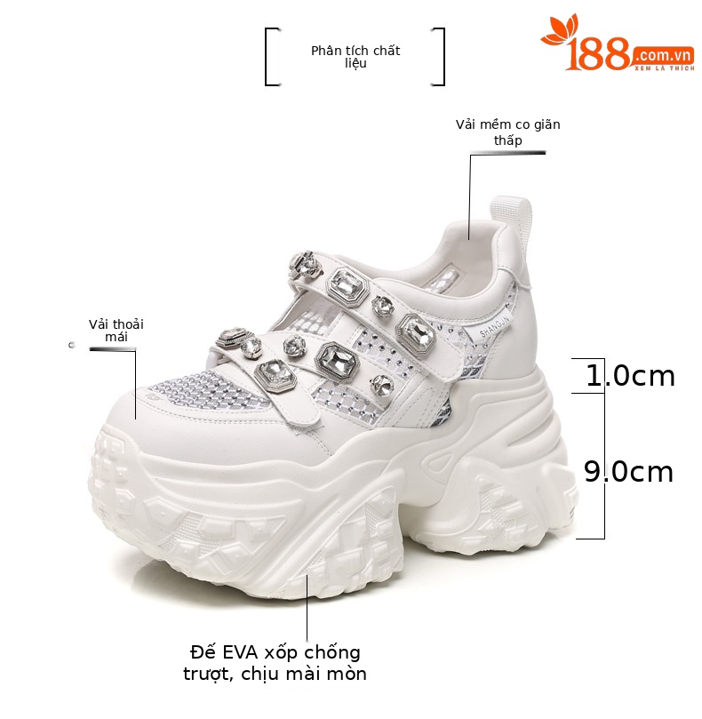 Giày sneaker nữ đế dày lưới thoáng khí phong cách thể thao — Màu trắng chi tiết 3