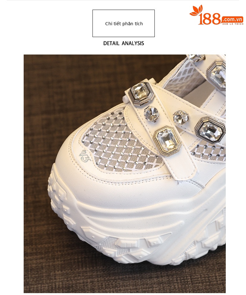 Giày sneaker nữ đế dày lưới thoáng khí phong cách thể thao — Màu trắng chi tiết 7