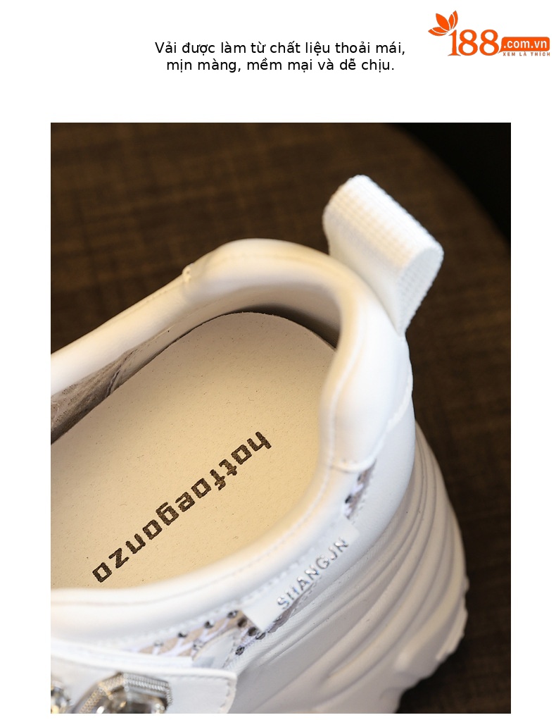 Giày sneaker nữ đế dày lưới thoáng khí phong cách thể thao — Màu trắng chi tiết 8