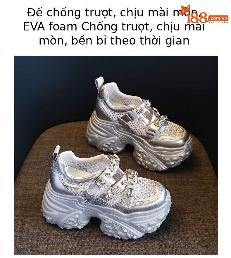 Giày sneaker nữ đế dày lưới thoáng khí phong cách thể thao — Màu trắng chi tiết 10