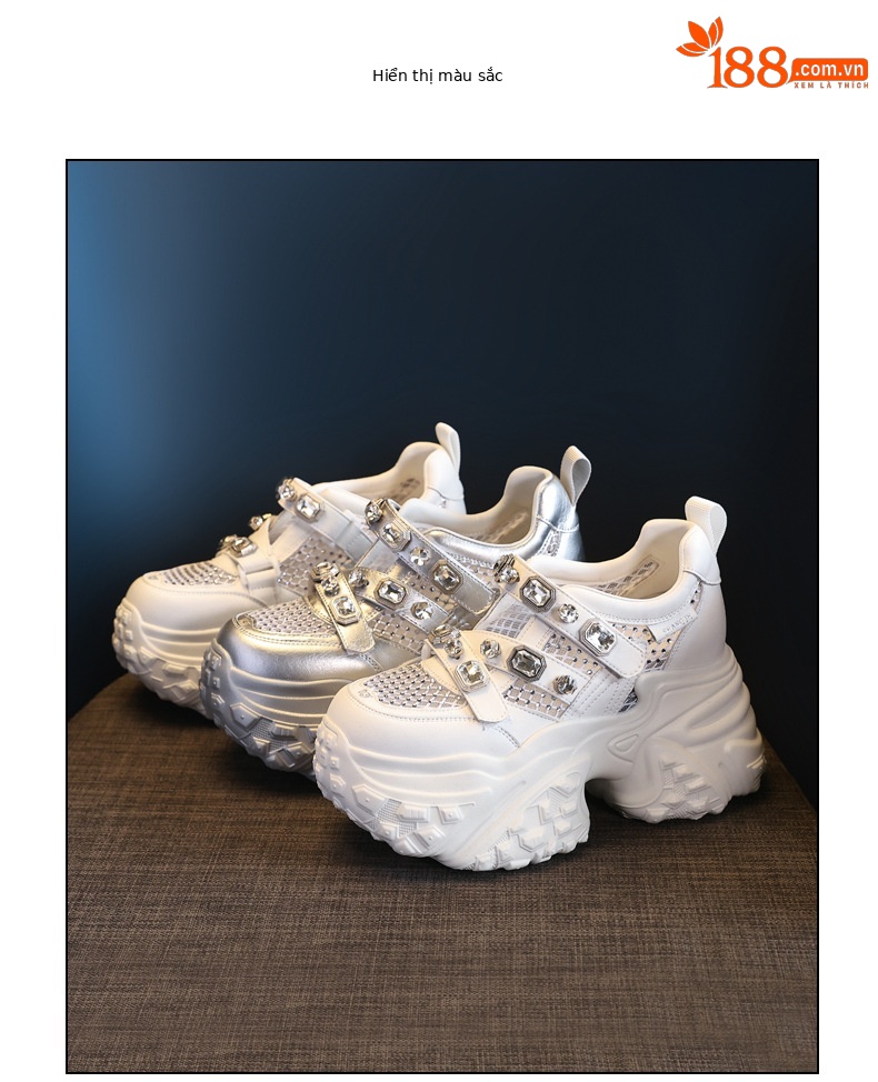 Giày sneaker nữ đế dày lưới thoáng khí phong cách thể thao — Màu trắng chi tiết 18