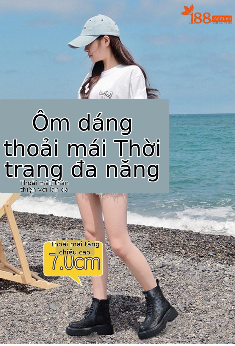 Boot Martin nữ da đục lỗ cổ ngắn phong cách Anh thời trang đa năng — M2823 màu trắng, M2823 màu đen, M2823 màu be chi tiết 1