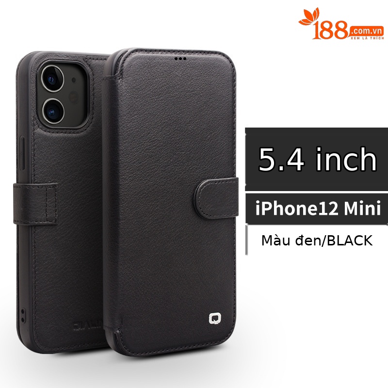 Ốp lưng da thật iPhone 12 Pro Max nắp lật mini có ngăn đựng thẻ — Khóa từ tính iPhone 12 mini 5,4 inch màu đen, Khóa từ tính iPhone 12 mini 5,4 inch màu nâu đậm, IPhone12 Pro Max 6,7 inch khóa từ tính doanh nhân màu nâu nhạt