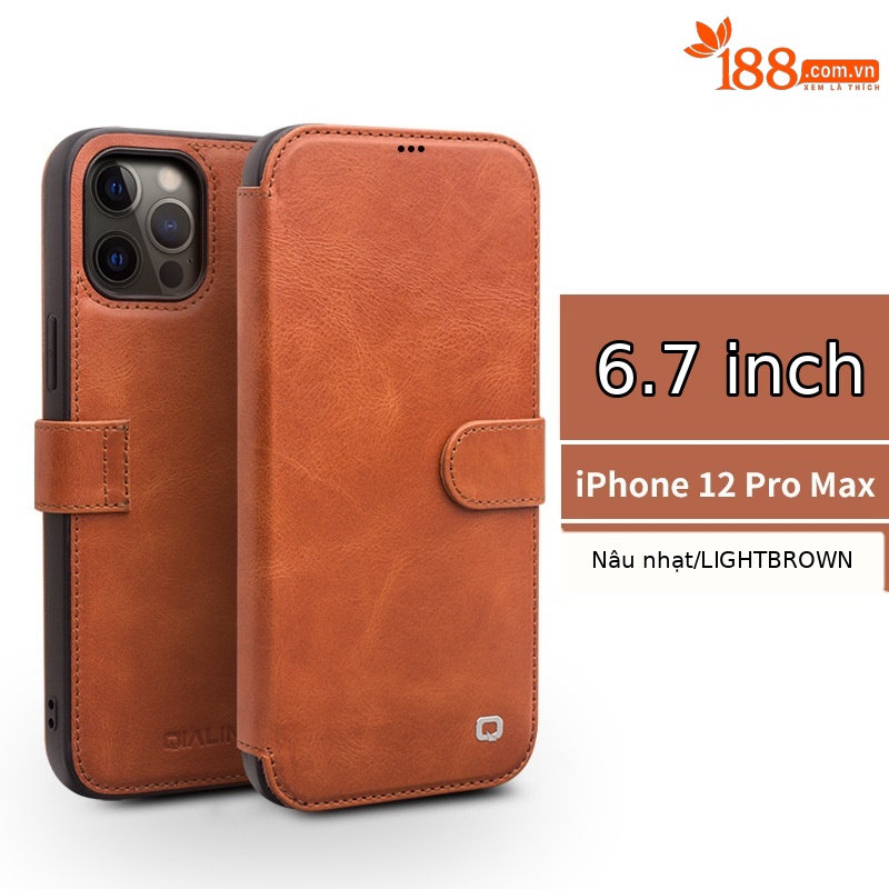 IPhone12 Pro Max 6,7 inch khóa từ tính doanh nhân màu nâu nhạt