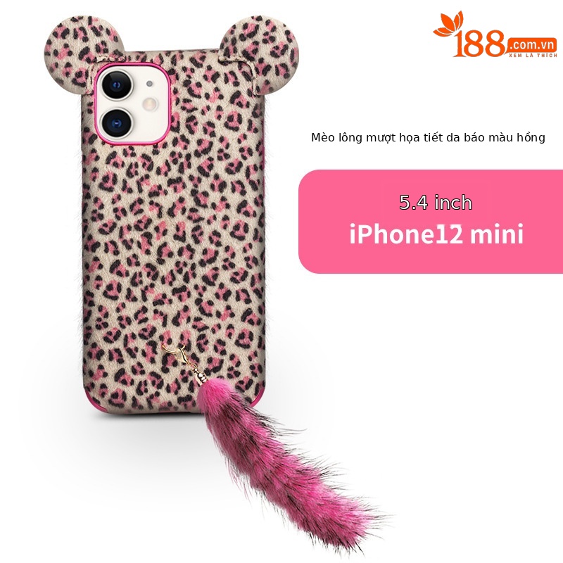 5,4 inch iphone12 mini lông báo mèo đỏ hồng