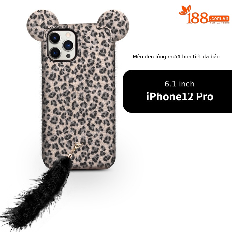 Mèo họa tiết da báo sang trọng iphone12pro 6.1 inch màu đen
