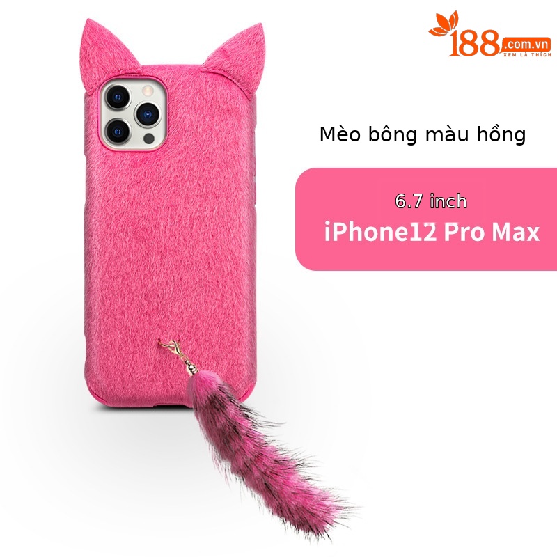 6,7 inch iphone12 pro max mèo mềm màu hồng