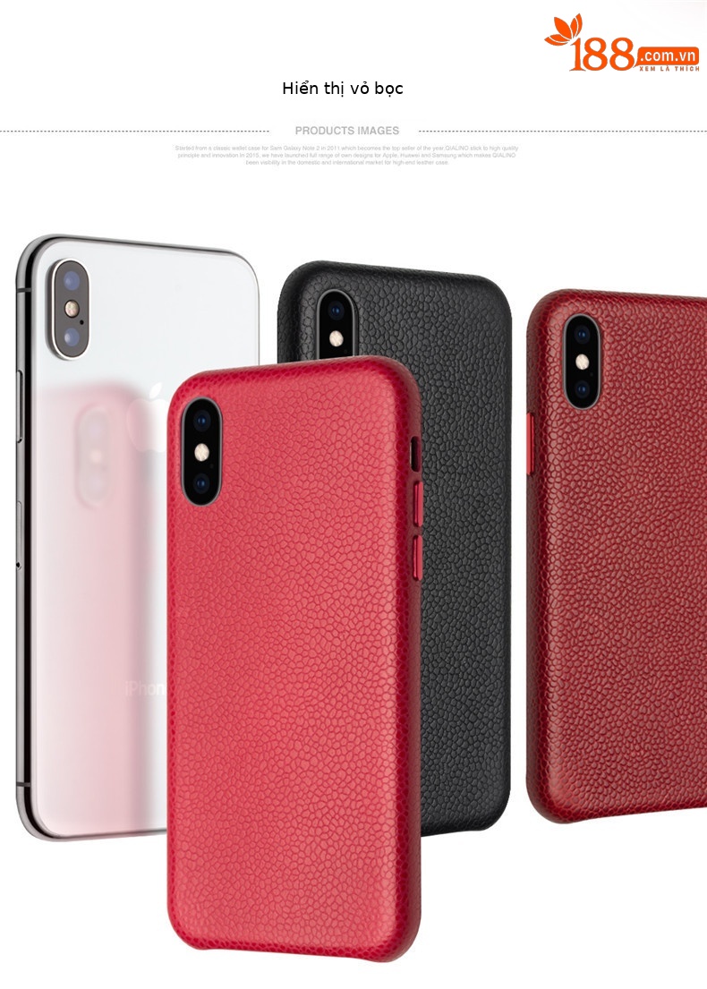 Ốp lưng điện thoại da thật cho iPhone XsMax / Xr, bảo vệ thời trang — IPhoneX màu đỏ da bò cổ điển, IPhoneX màu đỏ hồng da bò cổ điển, Bột ngọc trai da bò cổ điển iPhoneX, IPhoneXS 5,8 inch màu đỏ da bò cổ điển chi tiết 10