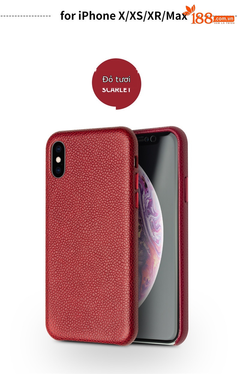 Ốp lưng điện thoại da thật cho iPhone XsMax / Xr, bảo vệ thời trang — IPhoneX màu đỏ da bò cổ điển, IPhoneX màu đỏ hồng da bò cổ điển, Bột ngọc trai da bò cổ điển iPhoneX, IPhoneXS 5,8 inch màu đỏ da bò cổ điển chi tiết 11