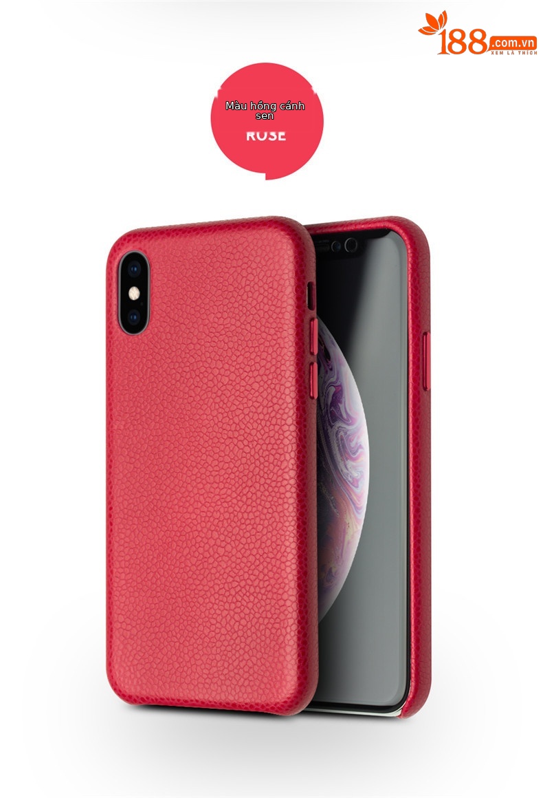 Ốp lưng điện thoại da thật cho iPhone XsMax / Xr, bảo vệ thời trang — IPhoneX màu đỏ da bò cổ điển, IPhoneX màu đỏ hồng da bò cổ điển, Bột ngọc trai da bò cổ điển iPhoneX, IPhoneXS 5,8 inch màu đỏ da bò cổ điển chi tiết 12
