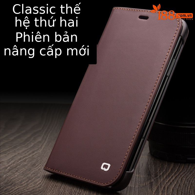 Ốp lưng da thật chống rơi cho iPhone XsMax / 7 Plus / 8 Plus — Màu nâu đậm thế hệ thứ hai cổ điển iPhoneX 5,8 inch