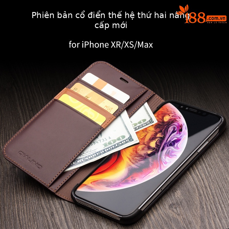 Ốp lưng da thật chống rơi cho iPhone XsMax / 7 Plus / 8 Plus — Màu nâu đậm thế hệ thứ hai cổ điển iPhoneX 5,8 inch