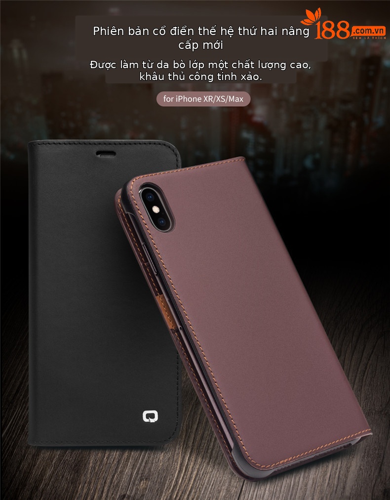 Ốp lưng da thật chống rơi cho iPhone XsMax / 7 Plus / 8 Plus — Màu nâu đậm thế hệ thứ hai cổ điển iPhoneX 5,8 inch chi tiết 1