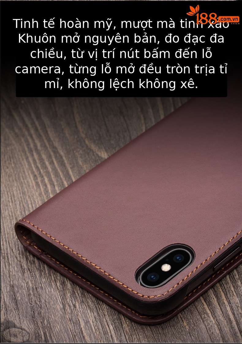 Ốp lưng da thật chống rơi cho iPhone XsMax / 7 Plus / 8 Plus — Màu nâu đậm thế hệ thứ hai cổ điển iPhoneX 5,8 inch chi tiết 6