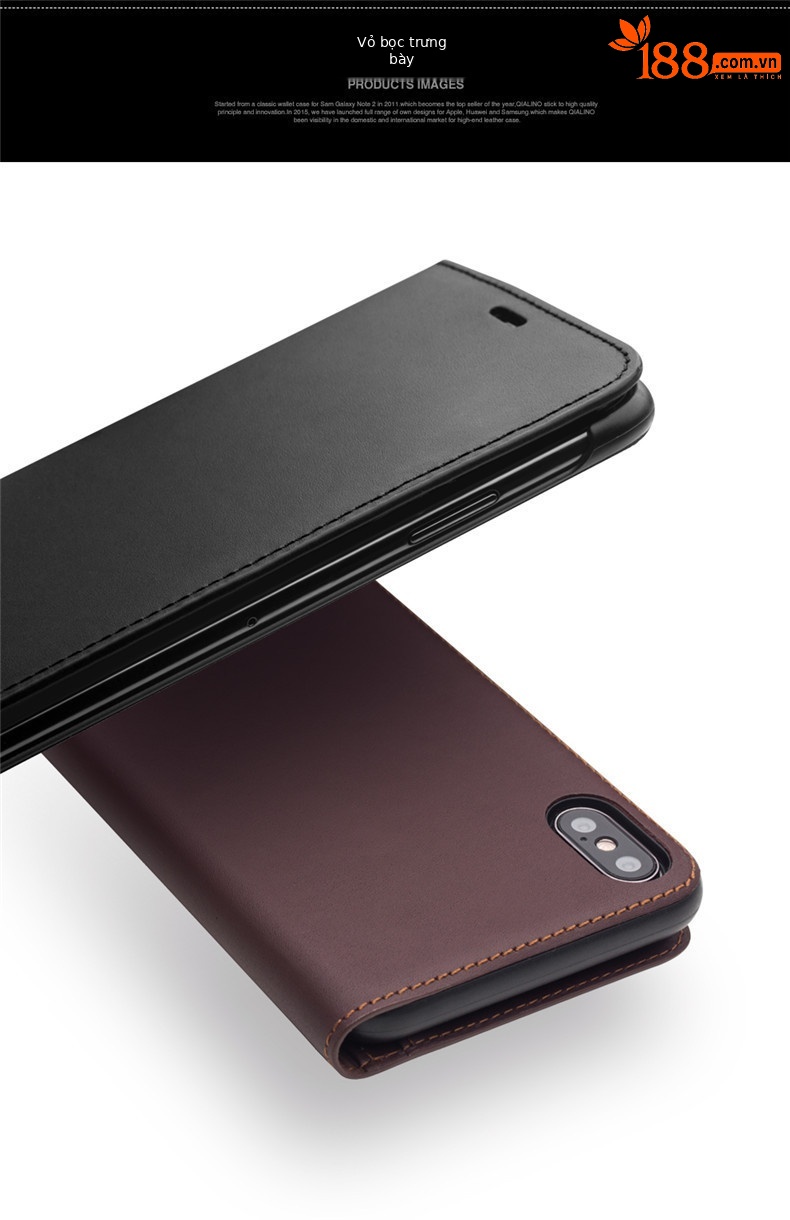 Ốp lưng da thật chống rơi cho iPhone XsMax / 7 Plus / 8 Plus — Màu nâu đậm thế hệ thứ hai cổ điển iPhoneX 5,8 inch chi tiết 9