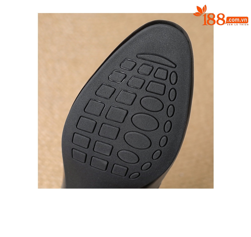 Giày da bò gót thấp 3,5 cm mũi tròn gót vuông miệng nông cho nữ — Màu đen chi tiết 21