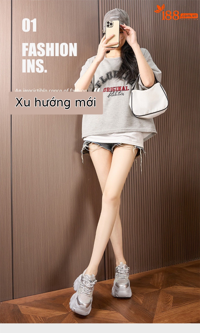 Sandal cao gót nữ hở mũi đế dày 10 cm phong cách mới hè 2025 — Trắng, Bạc chi tiết 1