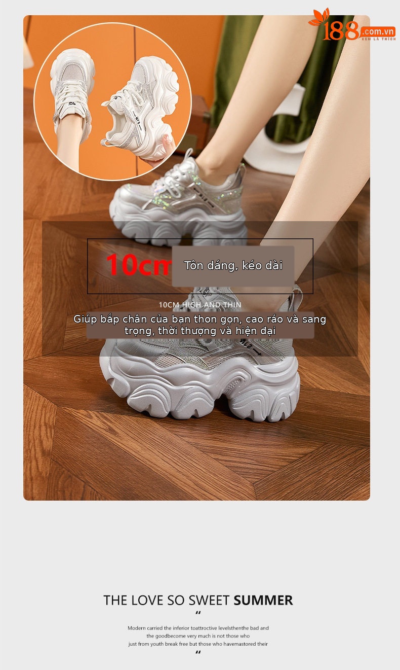 Sandal cao gót nữ hở mũi đế dày 10 cm phong cách mới hè 2025 — Trắng, Bạc chi tiết 8
