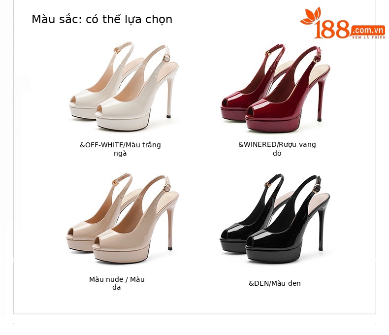 Sandal cao gót nữ hở mũi gót nhọn, đế chống nước, phong cách mùa hè — Đỏ rượu chi tiết 1