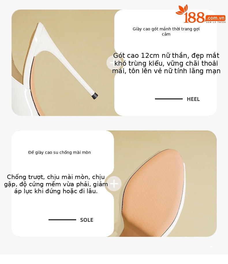 Sandal cao gót nữ hở mũi gót nhọn, đế chống nước, phong cách mùa hè — Đỏ rượu chi tiết 3