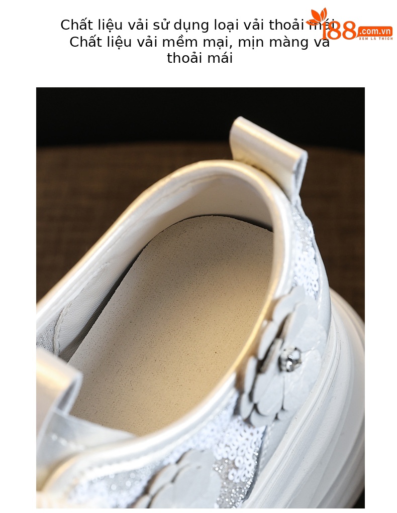 Giày sneaker nữ chunky đế dày tăng chiều cao, lưới thoáng khí — Màu trắng chi tiết 7