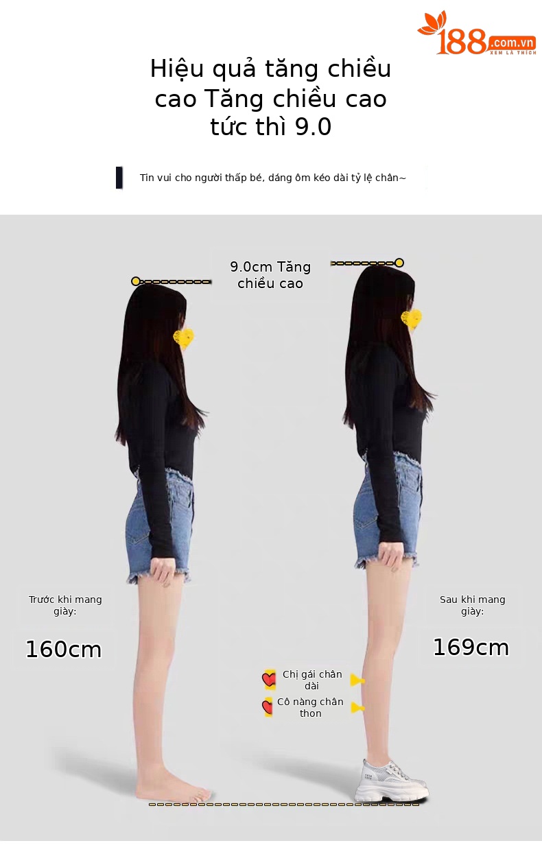 Giày sneaker nữ chunky đế dày mặt lưới thoáng khí, tăng chiều cao bên trong — Màu trắng chi tiết 4