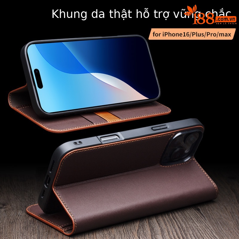 Ốp lưng da thật bọc toàn bộ chống rơi cho iPhone 16 Pro Max Plus — IPhone16 pro max màu nâu cổ điển thế hệ thứ hai, IPhone16 pro max cổ điển thế hệ thứ hai màu đen, IPhone16 pro màu nâu cổ điển thế hệ thứ hai, IPhone16 pro cổ điển thế hệ thứ hai màu đen