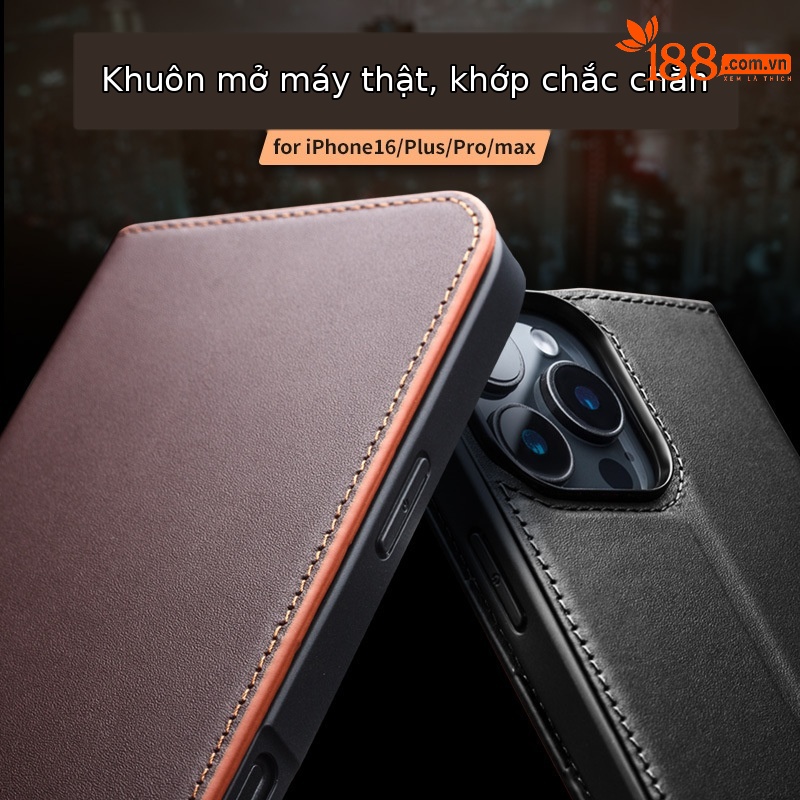 Ốp lưng da thật bọc toàn bộ chống rơi cho iPhone 16 Pro Max Plus — IPhone16 pro max màu nâu cổ điển thế hệ thứ hai, IPhone16 pro max cổ điển thế hệ thứ hai màu đen, IPhone16 pro màu nâu cổ điển thế hệ thứ hai, IPhone16 pro cổ điển thế hệ thứ hai màu đen