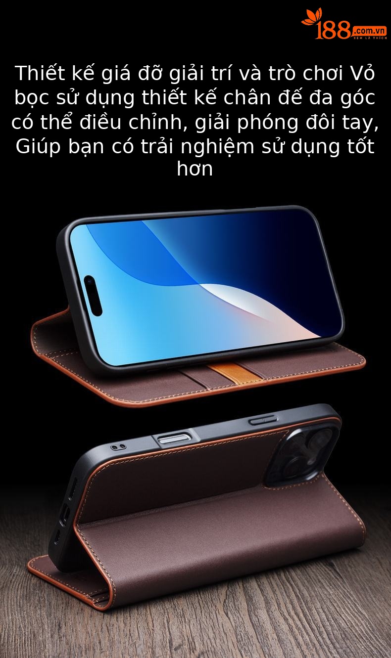 Ốp lưng da thật bọc toàn bộ chống rơi cho iPhone 16 Pro Max Plus — IPhone16 pro max màu nâu cổ điển thế hệ thứ hai, IPhone16 pro max cổ điển thế hệ thứ hai màu đen, IPhone16 pro màu nâu cổ điển thế hệ thứ hai, IPhone16 pro cổ điển thế hệ thứ hai màu đen chi tiết 5