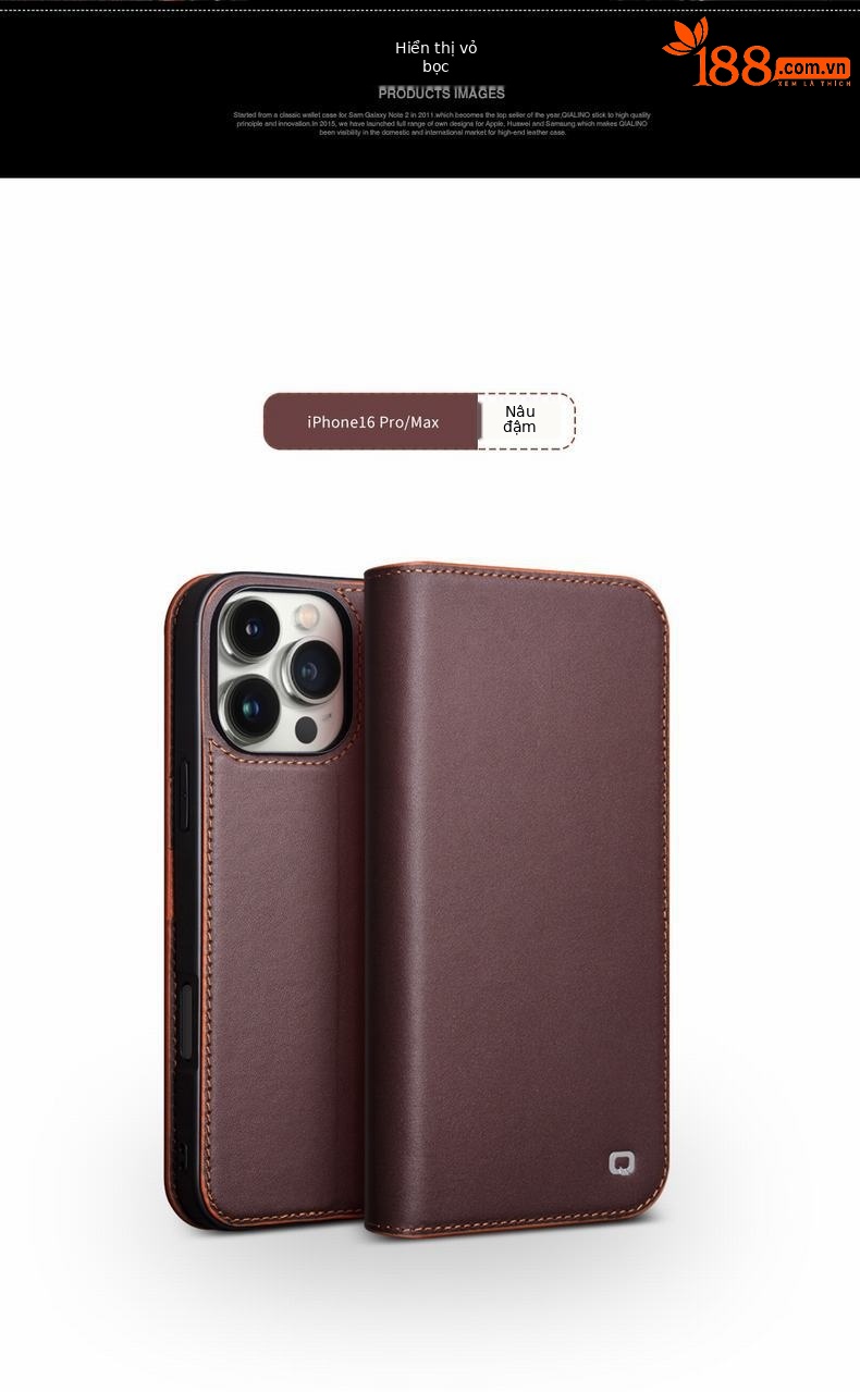 Ốp lưng da thật bọc toàn bộ chống rơi cho iPhone 16 Pro Max Plus — IPhone16 pro max màu nâu cổ điển thế hệ thứ hai, IPhone16 pro max cổ điển thế hệ thứ hai màu đen, IPhone16 pro màu nâu cổ điển thế hệ thứ hai, IPhone16 pro cổ điển thế hệ thứ hai màu đen chi tiết 9