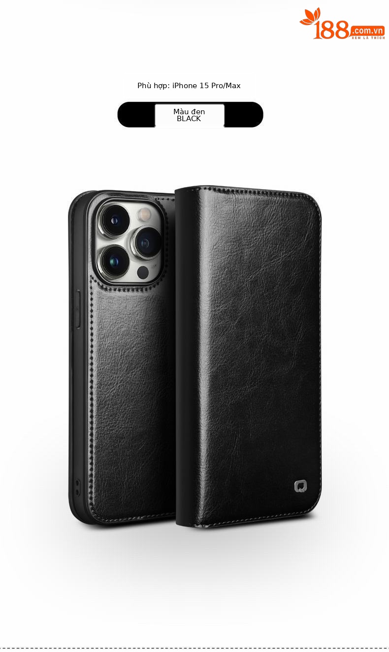 Ốp lưng iPhone 15 Pro Max da thật, nắp gập tích hợp giá đỡ, bảo vệ toàn diện — IPhone15 màu nâu cổ điển, IPhone15 màu đen cổ điển, IPhone15 plus màu nâu cổ điển, IPhone15 plus màu đen cổ điển chi tiết 8