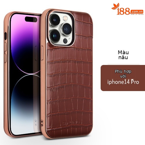 Ốp lưng da thật từ tính chống rơi cho iPhone 14 Pro Max — IPhone14pro 6,1 inch đáy đơn màu nâu vân cá sấu, IPhone14pro 6,1 inch đáy đơn màu đen vân cá sấu, IPhone14 Pro Max đáy đơn màu nâu vân cá sấu 6,7 inch, IPhone 6.7 inch 14 pro max một đáy vân cá sấu màu đen