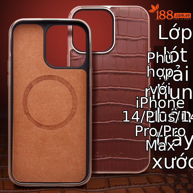 Ốp lưng da thật từ tính chống rơi cho iPhone 14 Pro Max — IPhone14pro 6,1 inch đáy đơn màu nâu vân cá sấu, IPhone14pro 6,1 inch đáy đơn màu đen vân cá sấu, IPhone14 Pro Max đáy đơn màu nâu vân cá sấu 6,7 inch, IPhone 6.7 inch 14 pro max một đáy vân cá sấu màu đen