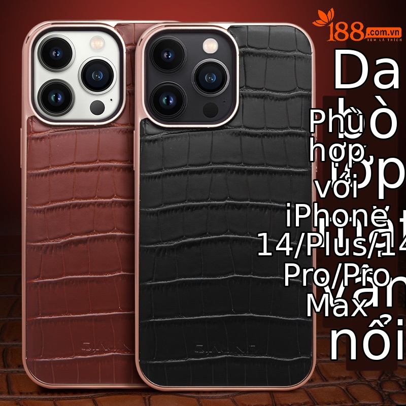 Ốp lưng da thật từ tính chống rơi cho iPhone 14 Pro Max — IPhone14pro 6,1 inch đáy đơn màu nâu vân cá sấu, IPhone14pro 6,1 inch đáy đơn màu đen vân cá sấu, IPhone14 Pro Max đáy đơn màu nâu vân cá sấu 6,7 inch, IPhone 6.7 inch 14 pro max một đáy vân cá sấu màu đen