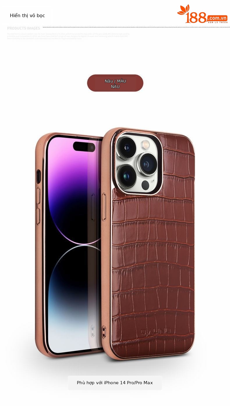 Ốp lưng da thật từ tính chống rơi cho iPhone 14 Pro Max — IPhone14pro 6,1 inch đáy đơn màu nâu vân cá sấu, IPhone14pro 6,1 inch đáy đơn màu đen vân cá sấu, IPhone14 Pro Max đáy đơn màu nâu vân cá sấu 6,7 inch, IPhone 6.7 inch 14 pro max một đáy vân cá sấu màu đen chi tiết 7
