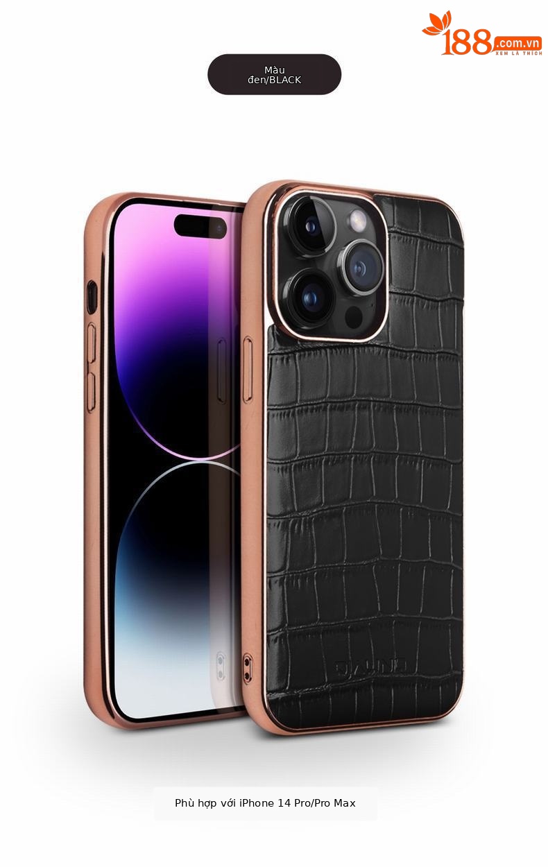 Ốp lưng da thật từ tính chống rơi cho iPhone 14 Pro Max — IPhone14pro 6,1 inch đáy đơn màu nâu vân cá sấu, IPhone14pro 6,1 inch đáy đơn màu đen vân cá sấu, IPhone14 Pro Max đáy đơn màu nâu vân cá sấu 6,7 inch, IPhone 6.7 inch 14 pro max một đáy vân cá sấu màu đen chi tiết 8