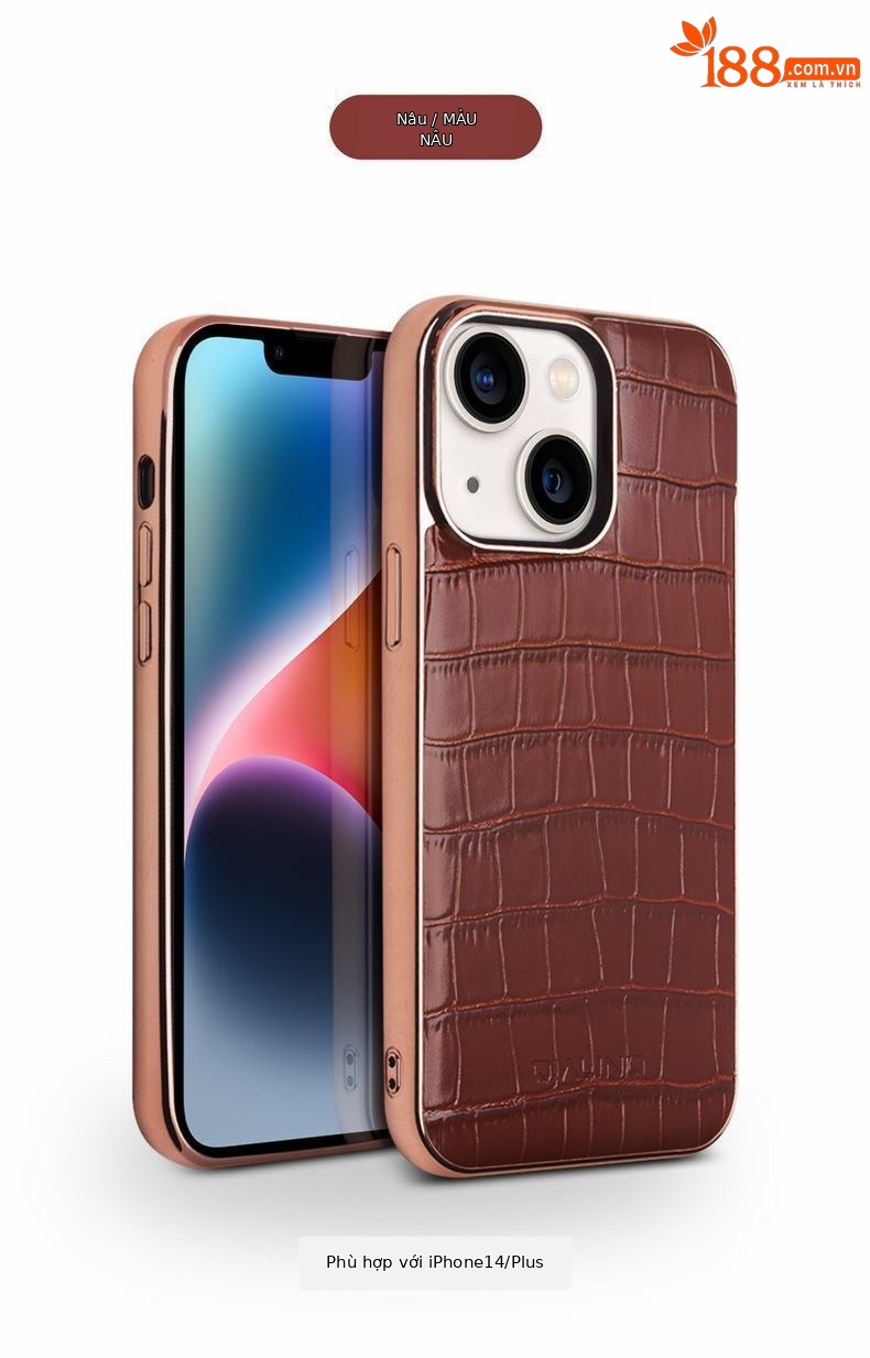Ốp lưng da thật từ tính chống rơi cho iPhone 14 Pro Max — IPhone14pro 6,1 inch đáy đơn màu nâu vân cá sấu, IPhone14pro 6,1 inch đáy đơn màu đen vân cá sấu, IPhone14 Pro Max đáy đơn màu nâu vân cá sấu 6,7 inch, IPhone 6.7 inch 14 pro max một đáy vân cá sấu màu đen chi tiết 9