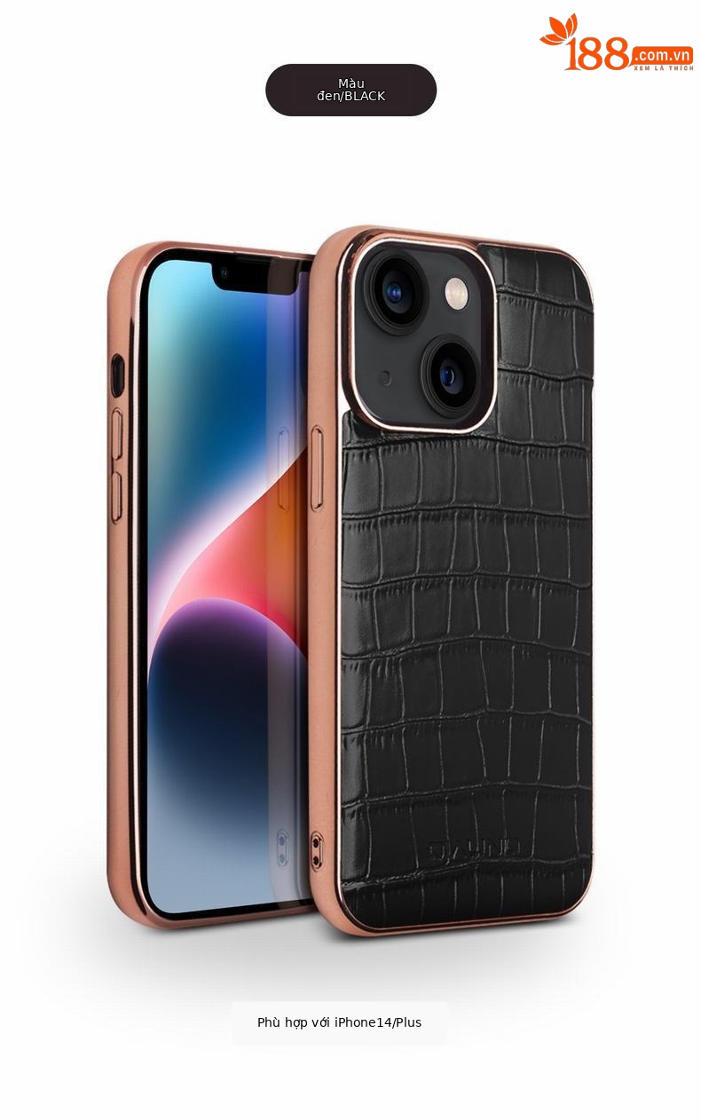 Ốp lưng da thật từ tính chống rơi cho iPhone 14 Pro Max — IPhone14pro 6,1 inch đáy đơn màu nâu vân cá sấu, IPhone14pro 6,1 inch đáy đơn màu đen vân cá sấu, IPhone14 Pro Max đáy đơn màu nâu vân cá sấu 6,7 inch, IPhone 6.7 inch 14 pro max một đáy vân cá sấu màu đen chi tiết 10