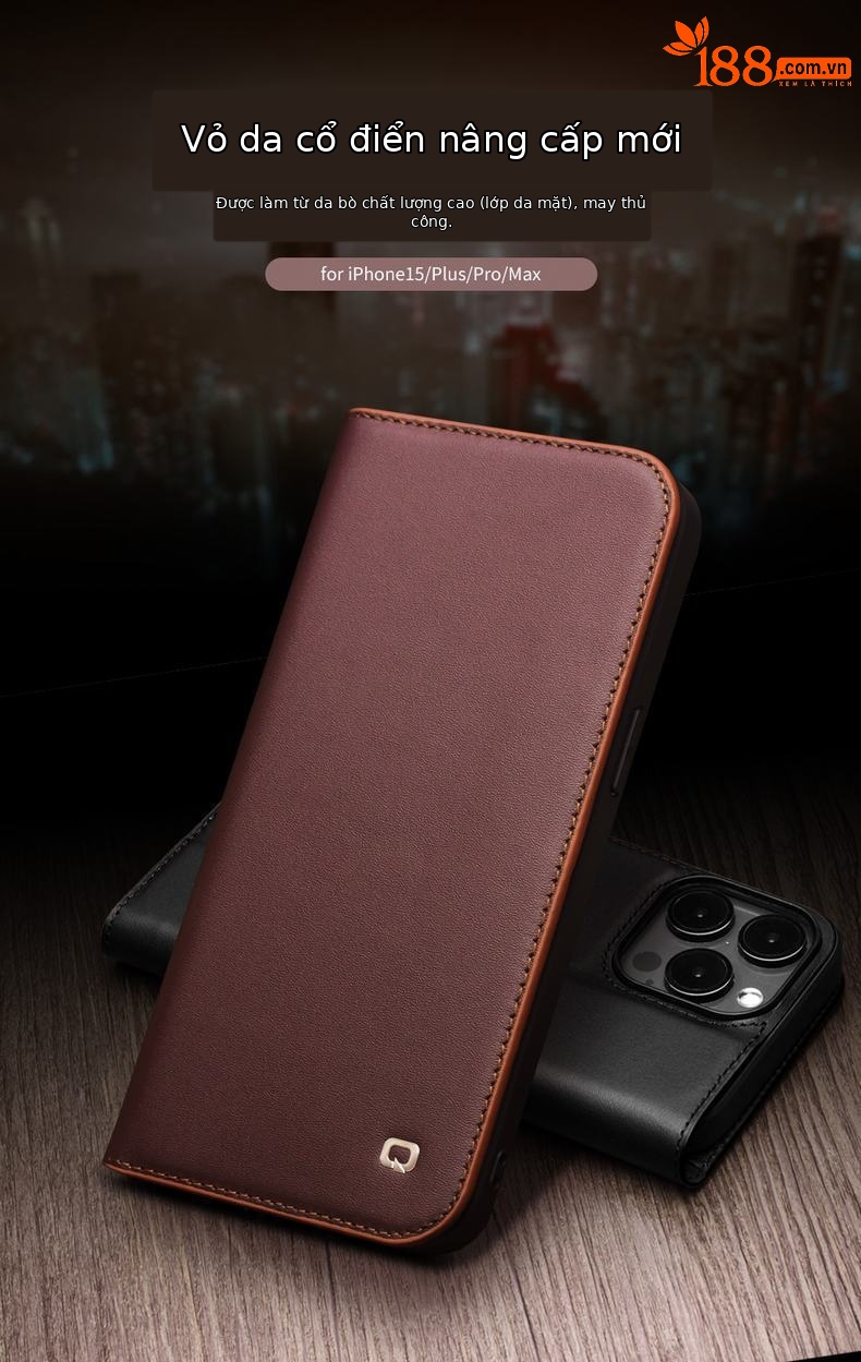 Ốp lưng da thật bọc toàn bộ chống rơi cho iPhone 15 Pro Max — IPhone15 màu nâu cổ điển thế hệ thứ hai, IPhone15 cổ điển thế hệ thứ hai màu đen, IPhone15 pro màu nâu cổ điển thế hệ thứ hai, IPhone15 pro cổ điển thế hệ thứ hai màu đen chi tiết 1