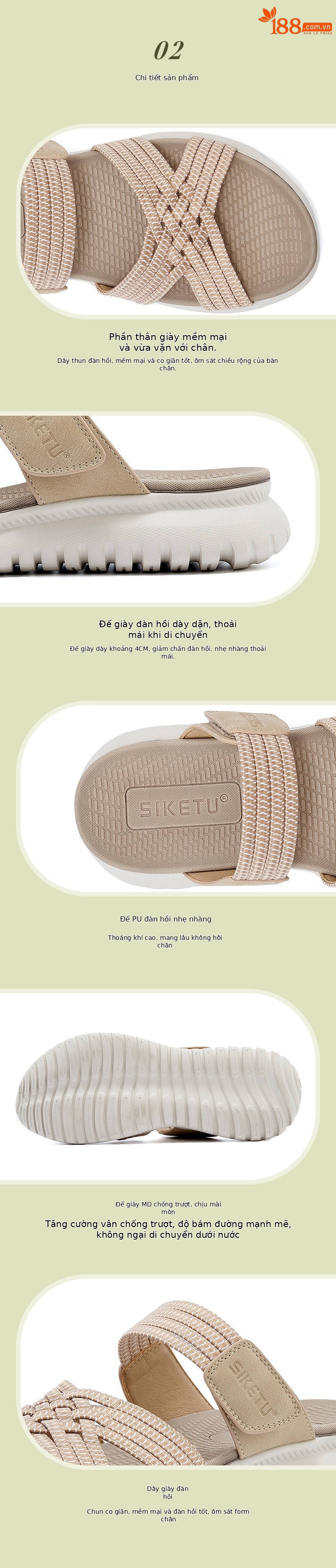 Dép sandal nữ thể thao quai chữ V co giãn đế nhẹ — Màu đen, Màu xám, Màu mơ chi tiết 3