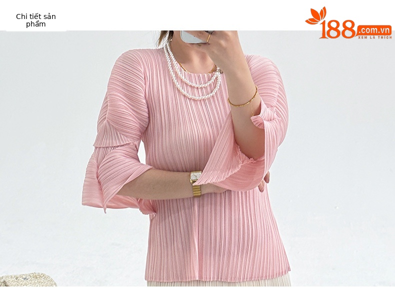 Áo phông nữ cổ tròn ôm dáng dễ phối — Màu đen chi tiết 3