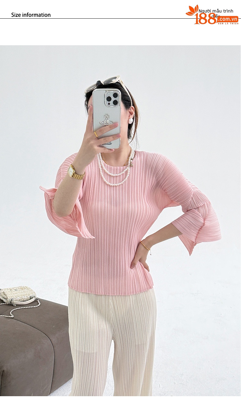 Áo phông nữ cổ tròn ôm dáng dễ phối — Màu đen chi tiết 5