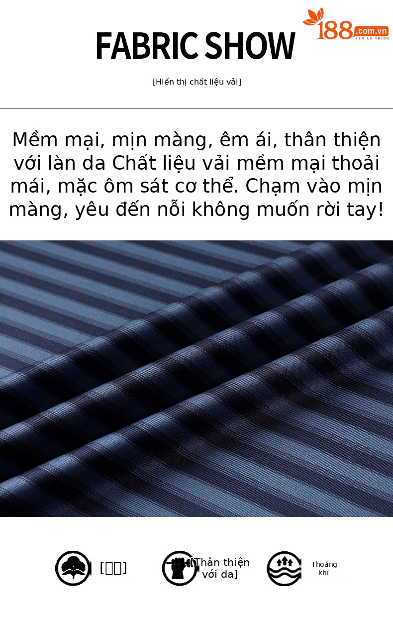 Áo polo nam tay ngắn sọc tơ tằm cao cấp form rộng — Xanh lam mộng mơ 15306 chi tiết 2
