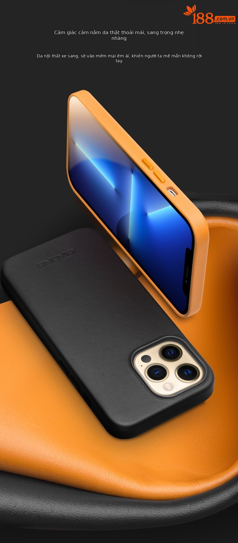 Ốp lưng da thật từ tính cho iPhone 13 Pro Max, bảo vệ mini sang trọng — IPhone13 pro max 6,7 inch phiên bản chính thức hấp thụ từ màu sắc nửa đêm, IPhone13 pro max phiên bản chính thức 6,7 inch màu anh đào hấp thụ từ, IPhone13 pro max phiên bản chính thức 6,7 inch tiêu từ màu xanh lam, IPhone13 pro max phiên bản chính thức 6,7 inch màu nâu vàng hấp thụ từ tính chi tiết 3