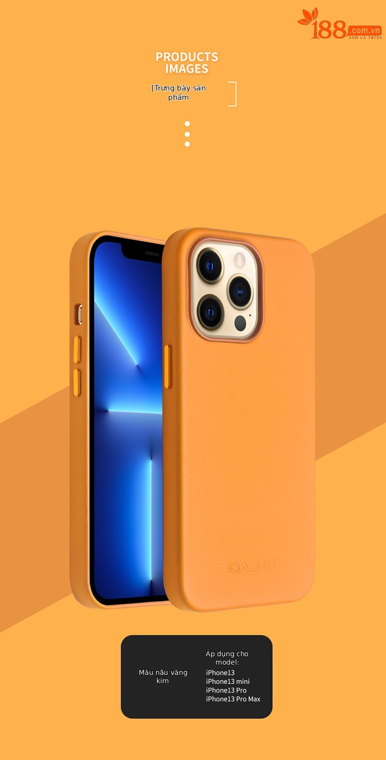 Ốp lưng da thật từ tính cho iPhone 13 Pro Max, bảo vệ mini sang trọng — IPhone13 pro max 6,7 inch phiên bản chính thức hấp thụ từ màu sắc nửa đêm, IPhone13 pro max phiên bản chính thức 6,7 inch màu anh đào hấp thụ từ, IPhone13 pro max phiên bản chính thức 6,7 inch tiêu từ màu xanh lam, IPhone13 pro max phiên bản chính thức 6,7 inch màu nâu vàng hấp thụ từ tính chi tiết 11