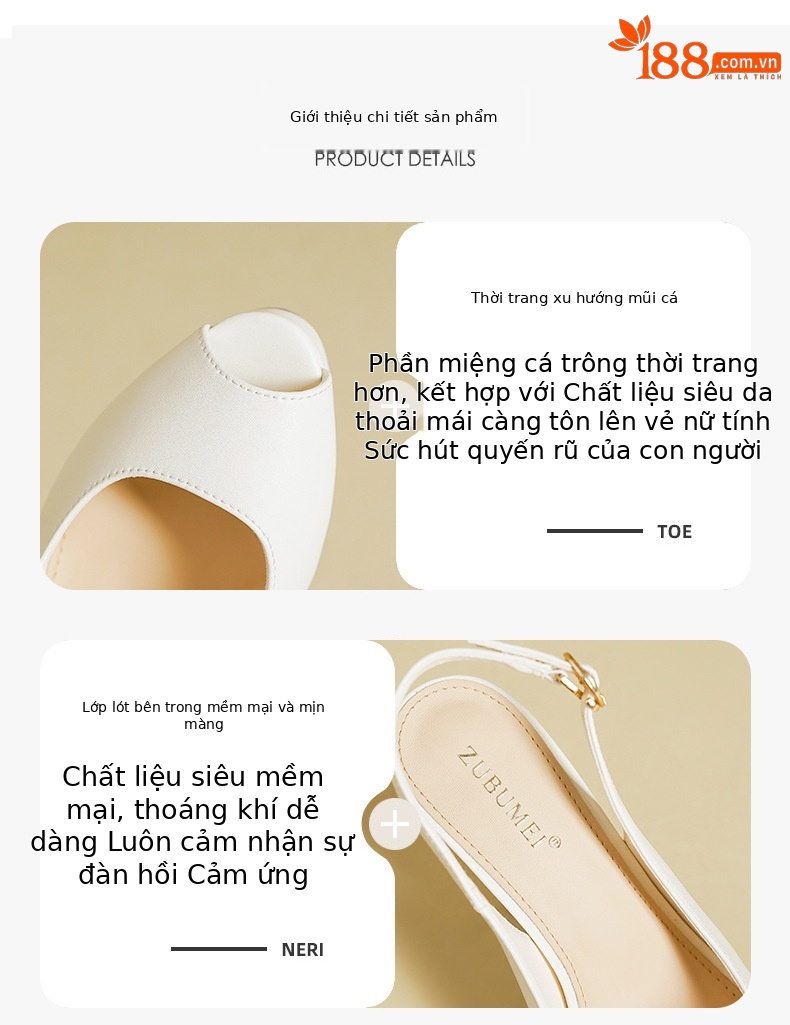Sandal cao gót nữ mũi nhọn hở mũi, gót siêu cao, đế chống thấm nước — Màu đen chi tiết 2